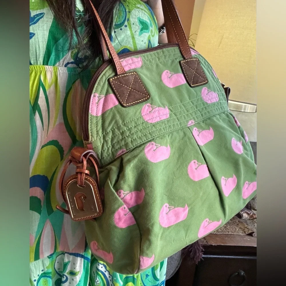 RARE🔥Authentic DOONEY & BOURKE Leather/cotton Duck print Satchel/Shoulder bag - Picture 9 of 16